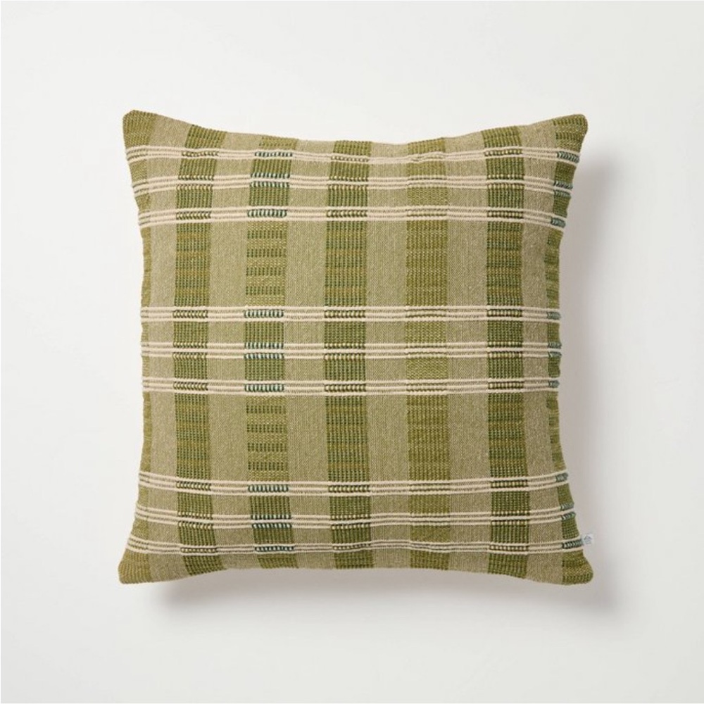 24” Stripe Toss Pillow Green/Tan - Hearth & Hand™ with Magnolia